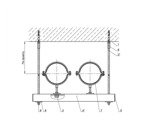Крепления двух трубопроводов к перекрытию в Речице