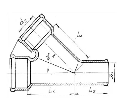 Косые чугунные тройники 45° в Речице с доставкой по Беларуси